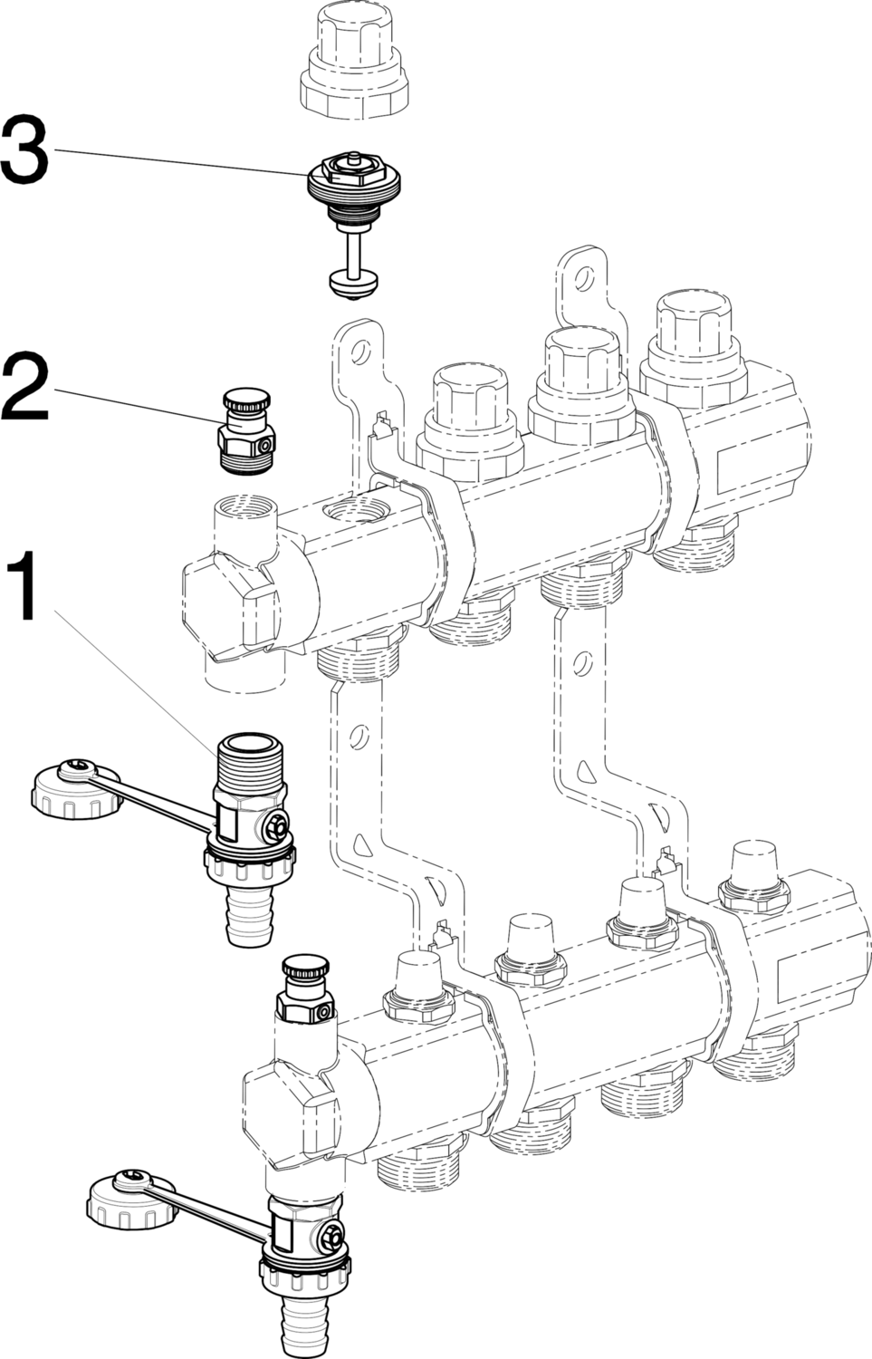 345 037 1) Модель 1002 Трубопроводные системы  Fonterra панельное отопление  Коллекторы  Латунь Santreyd  - Вид №3