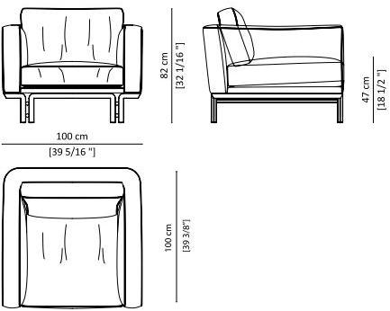 Paolo Castelli Угловое кресло из ткани с подлокотниками sun-id-1487677 - Вид №6
