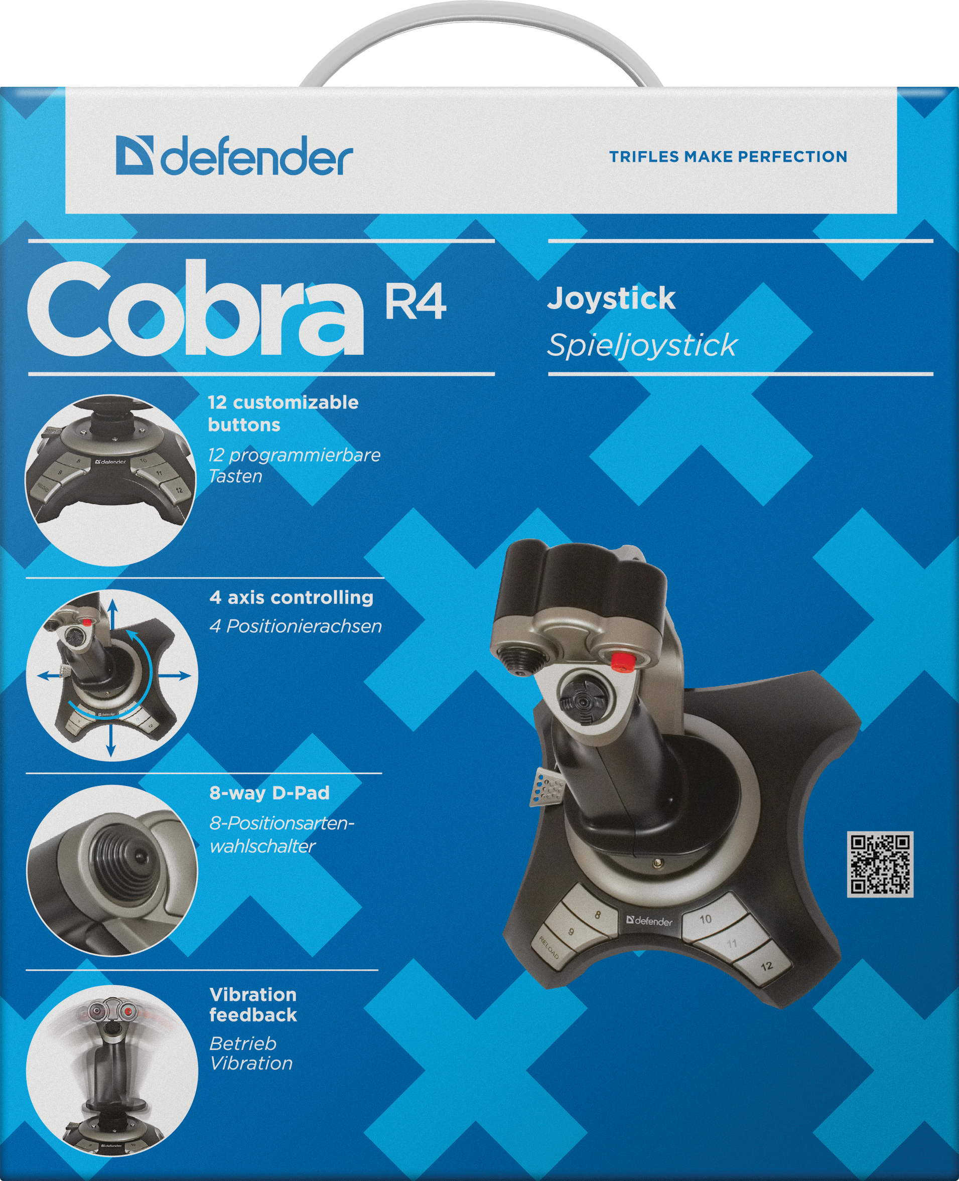 64304 игровой джойстик cobra r4 4 оси, 12 кнопок, вибрация Defender Santreyd  - Вид №5