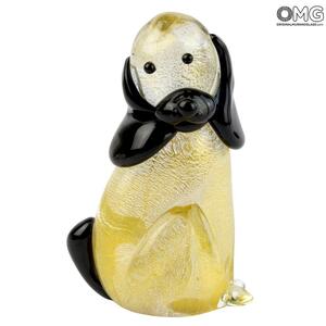 3861 ORIGINALMURANOGLASS Фигурка Золотая собачка - Животные - муранское стекло OMG 5 см