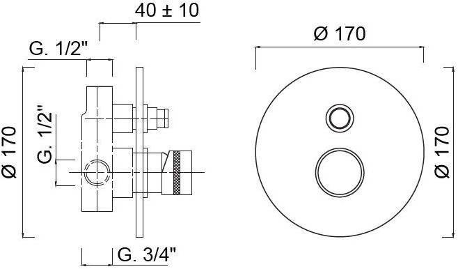 Rubinetteria Giulini Встраиваемый однорычажный смеситель для душа с переключателем Deluxe - myring Fmr0013dl - Вид №1