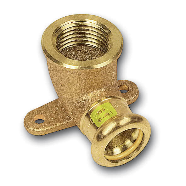 1114721812 SANHA 11472G пресс-фитинг газ, бронза, угл.переход настен.ВПр-ВР 18x1/2 мм  - Вид №1