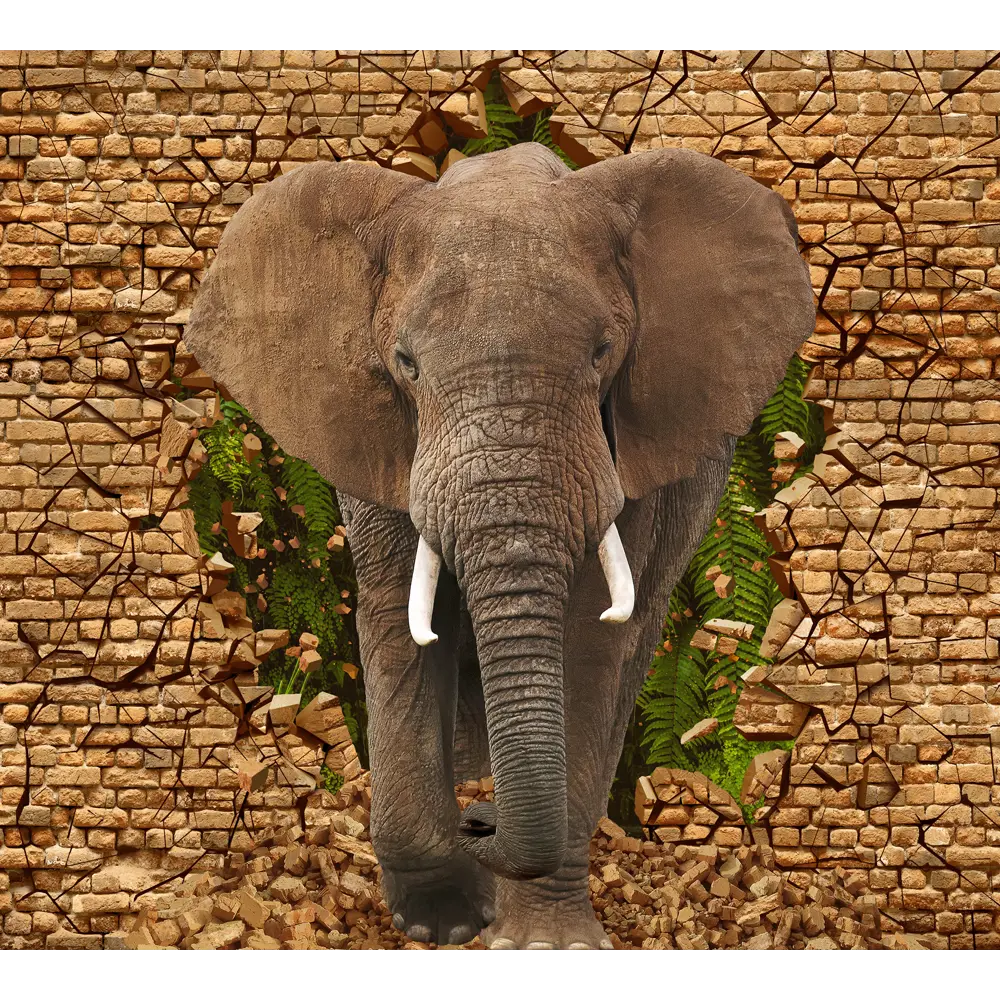 Фотообои Слон 3D флизелиновые 300x270 см 3223-Л МОСКОВСКАЯ ОБОЙНАЯ ФАБРИКА Malex factory STLM-2120247
