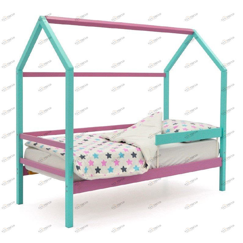 Кровать-домик детская мятная-лаванда Svogen БЕЛЬМАРКО  00-3833076 Голубой Santreyd 