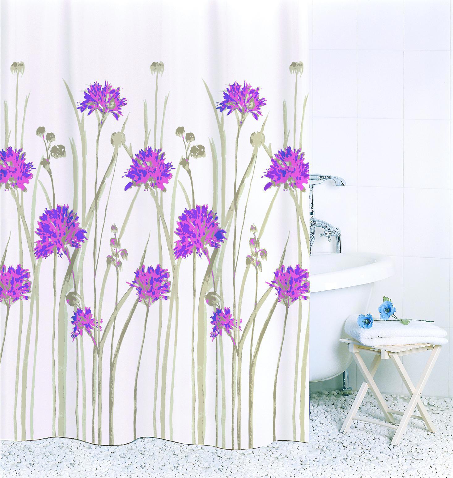 90031181 Шторка для ванной комнаты Flowers pink CH16007-2, 180х180 см CHARME ORANGE STLM-0090659 BATH PLUS