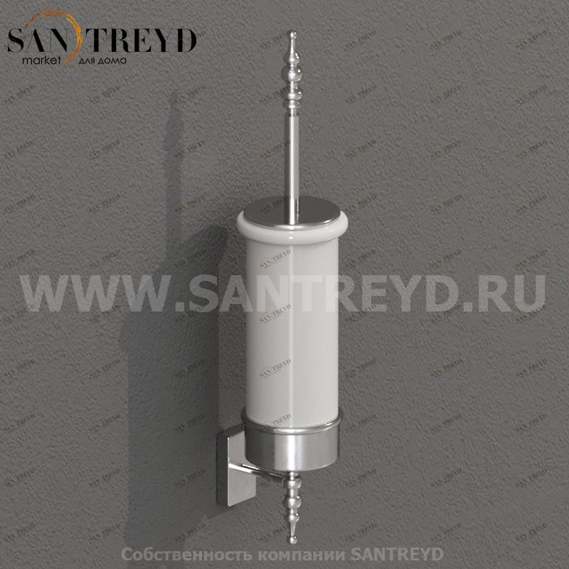 PARC42; PARS42 Держатель для ершика с керамической колбой (комплект) 8 см Хромированный Globo Paestum Италия Ceramica Globo