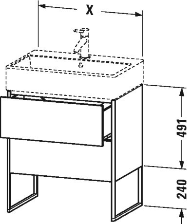 XS447201818 XSquare Тумбочка напольная Белый матовый, декор Duravit - Вид №3