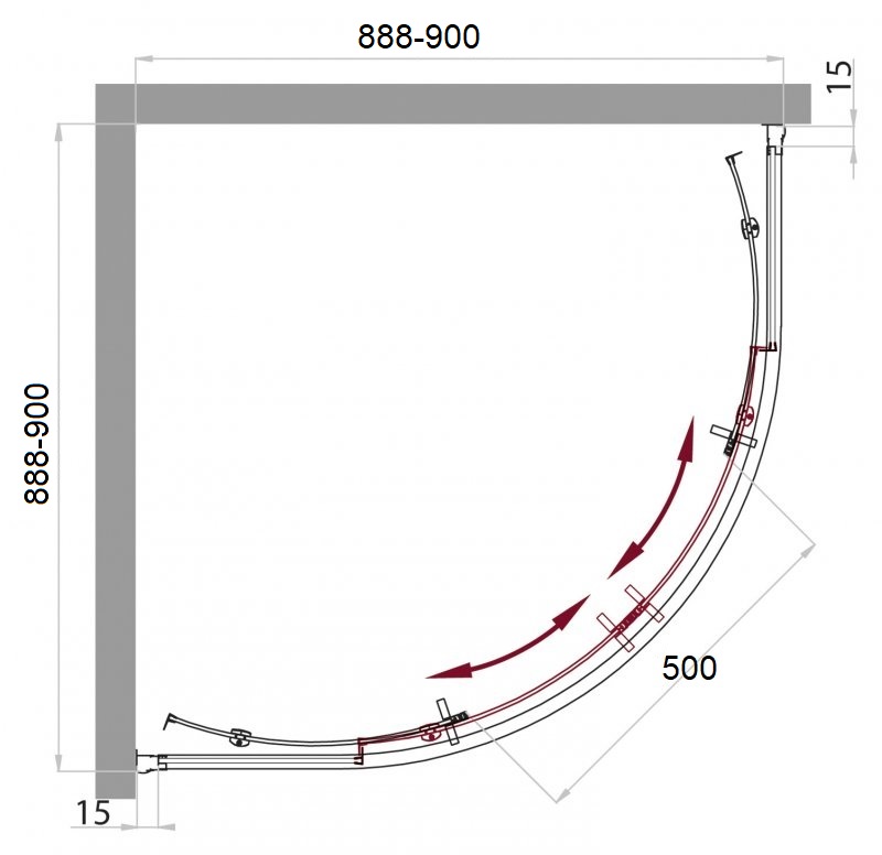 Душевой уголок BelBagno UNO-195-R-2-90-C-Cr - Вид №7