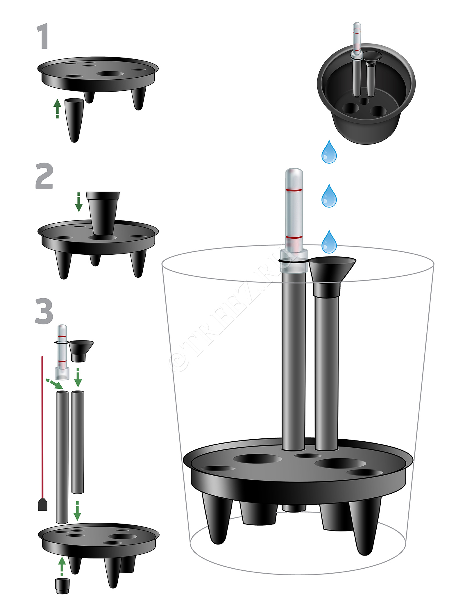 41.3300-01-SQ-21 Система автополива SQ-21 для кашпо  Effectory - модель SQ-21 Цветочная коллекция  - Вид №3