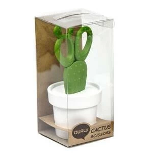 Ножницы Cactus с держателем,  белые с зеленым