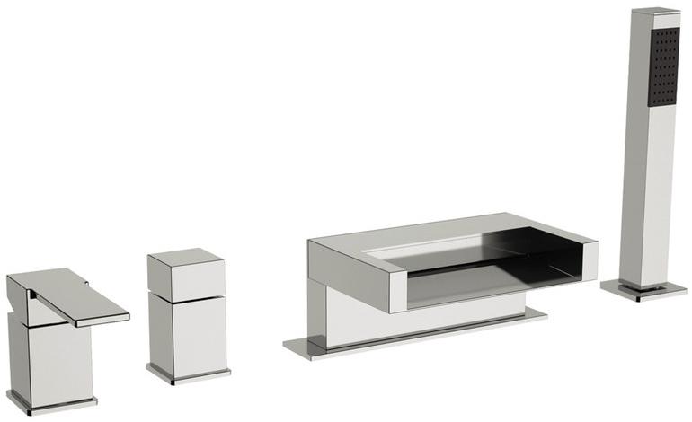 Remer Rubinetterie Комплект для ванны с ручным душем на 4 отверстия Qubika cascata Qc06 - Вид №1