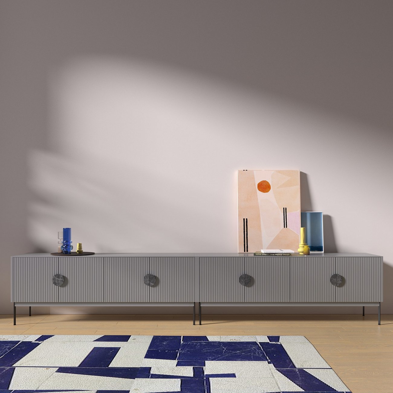 Тумба под телевизор светло-серая Alto BRAGIN DESIGN LIVING 00-3974639 Серый - Вид №1