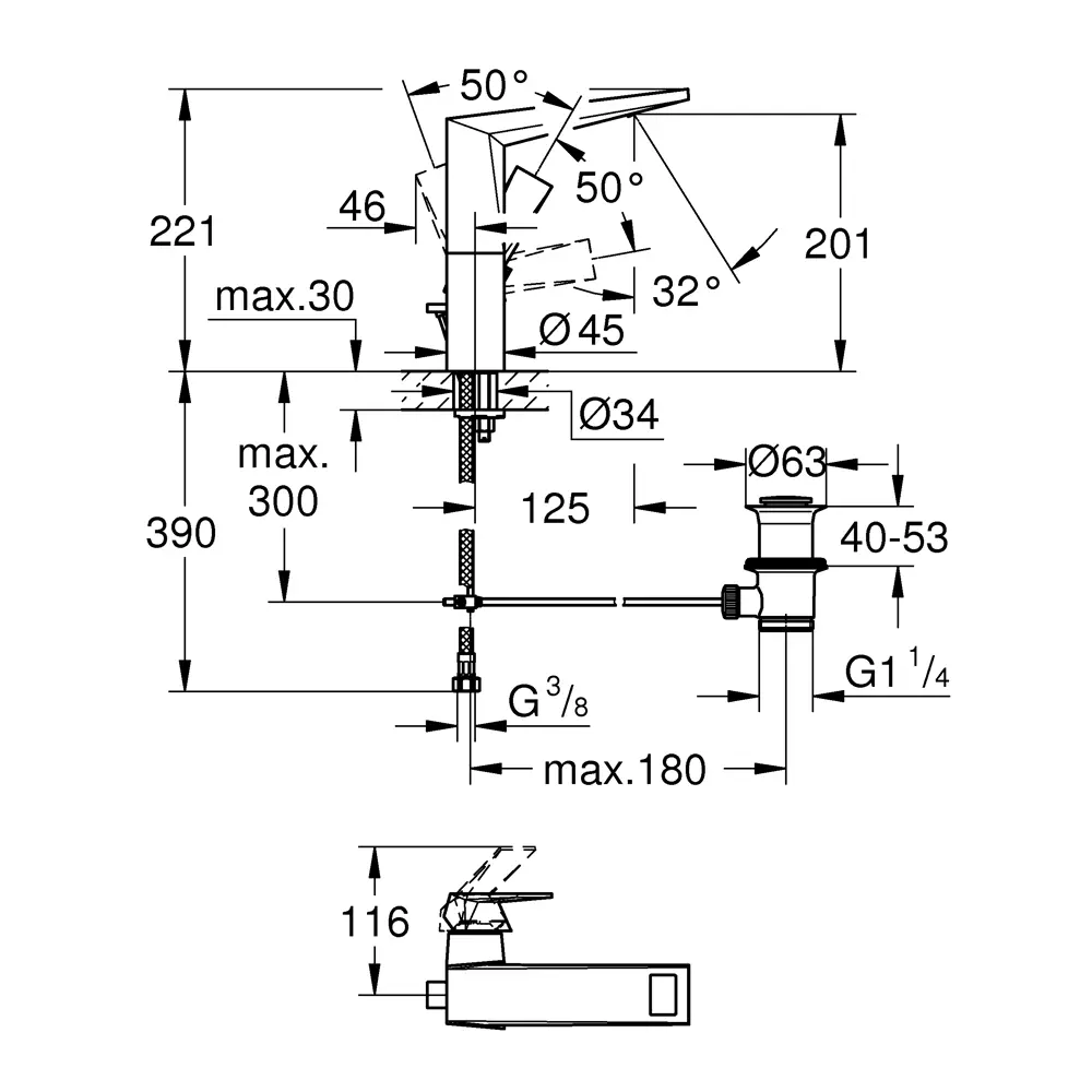 Смеситель для раковины Grohe Allure Brilliant однорычажный цвет хром 82199494 STLM-2126391 - Вид №4