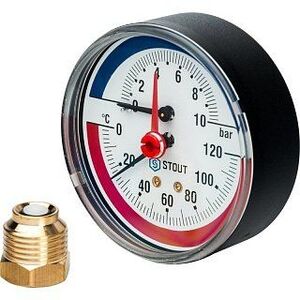 Термоманометр аксиальный 80 мм 1/2" 10 бар STOUT