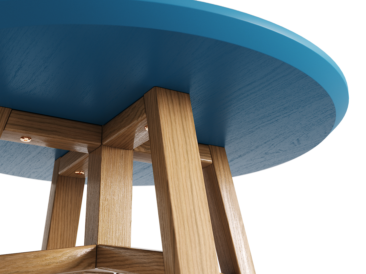 Приставной столик круглый натуральный дуб, сапфировый 55 см Mack THE IDEA  210066 Коричневый  - Вид №1