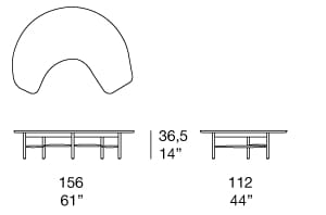 Низкий журнальный столик из грецкого ореха Paola Lenti HALF MOON ARCH-00003833 - Вид №1