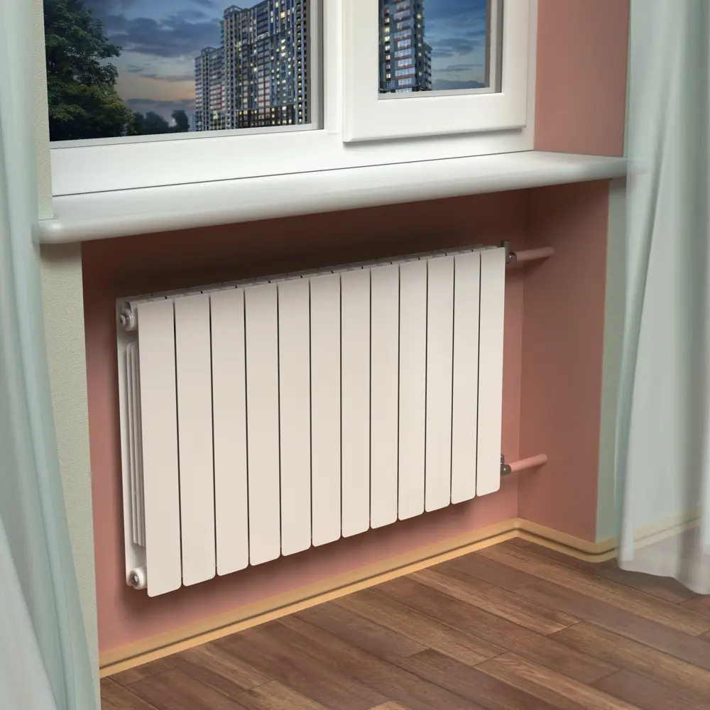 Радиатор секционный Rifar Flip 500/75 12 секций боковое подключение биметалл белый STLM-2141446 - Вид №6