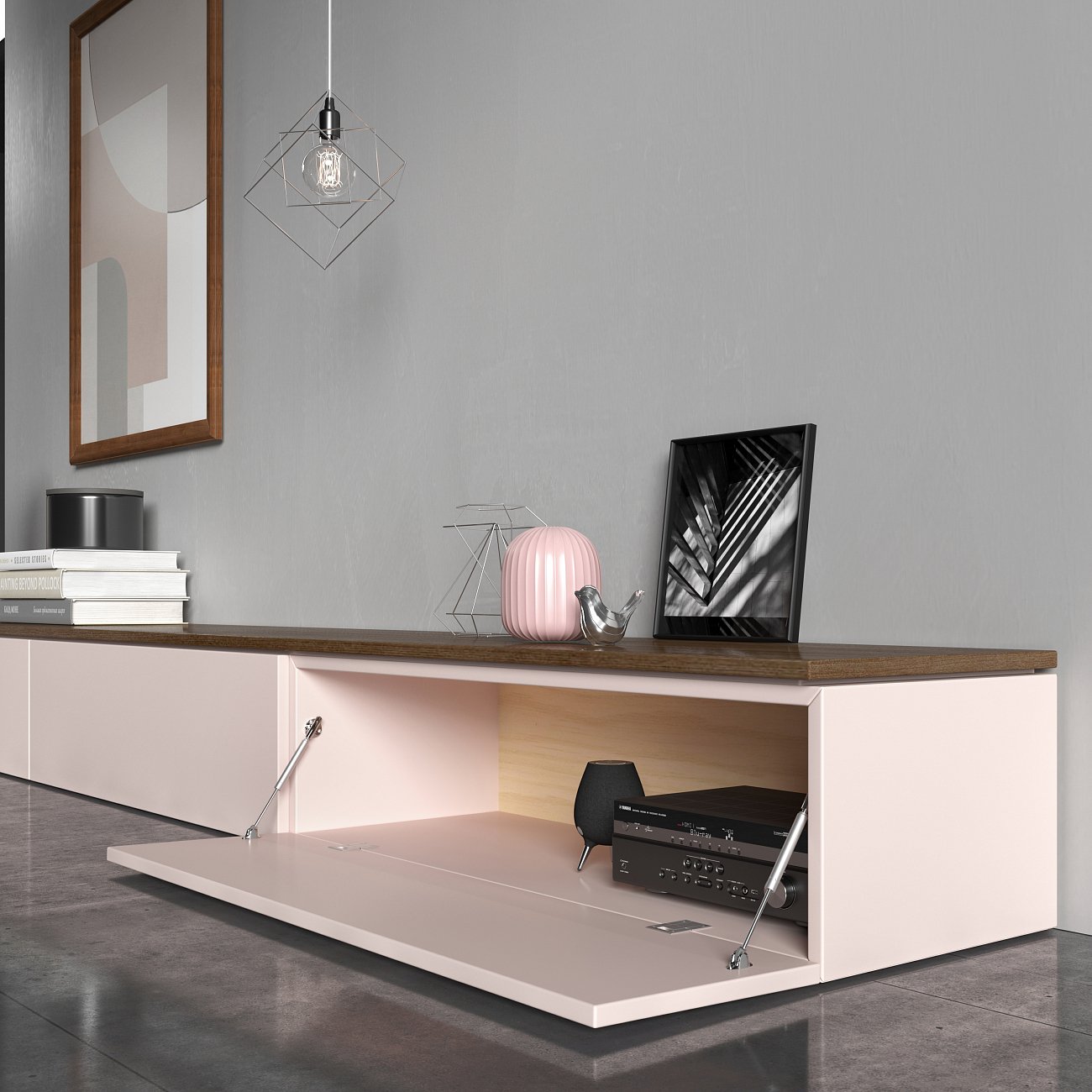 Тумба под телевизор с ящиками серо-коричневая 270 см Tall BRAGIN DESIGN  00-3879353 Коричневый;серый  - Вид №1