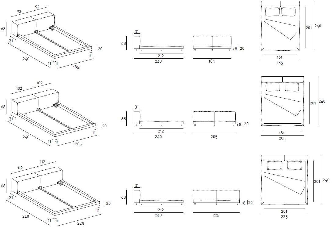 Living Divani Двуспальная кровать из ткани Neowall sun-id-1461111 - Вид №2