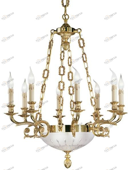 Possoni Illuminazione Люстра из французского золота с матовым травленым стеклом Jenny 237/8+2