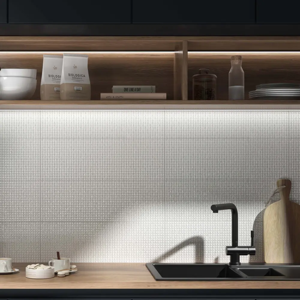Плитка настенная Kerama Marazzi Сигма 20x60 см 1.2 м² глянцевая цвет белый квадратики 87653863 STLM-2112063