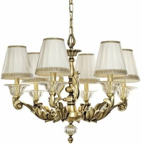 Possoni Illuminazione Люстра из атласной латуни с хрусталем и абажурами Lucilla 551/6