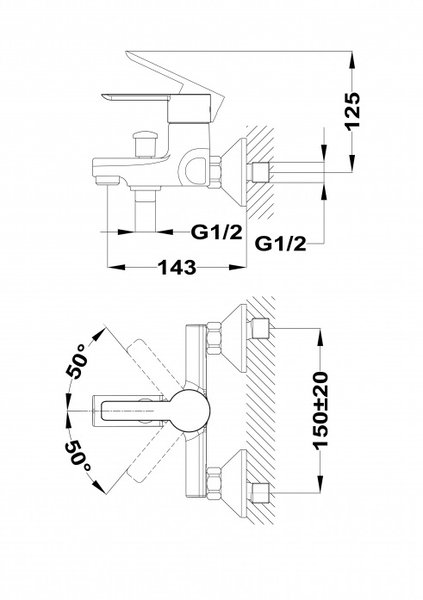 951093 Смеситель для ванны Teka Petra 811216200  - Вид №1