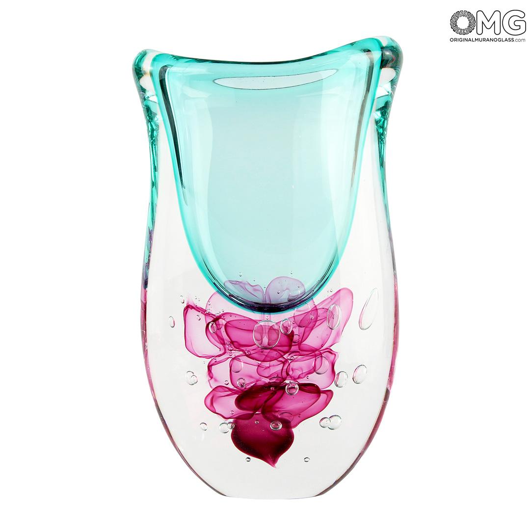 4504 ORIGINALMURANOGLASS Ваза Медуза - зелёная - соммерсо - муранское стекло OMG 14 см  - Вид №1