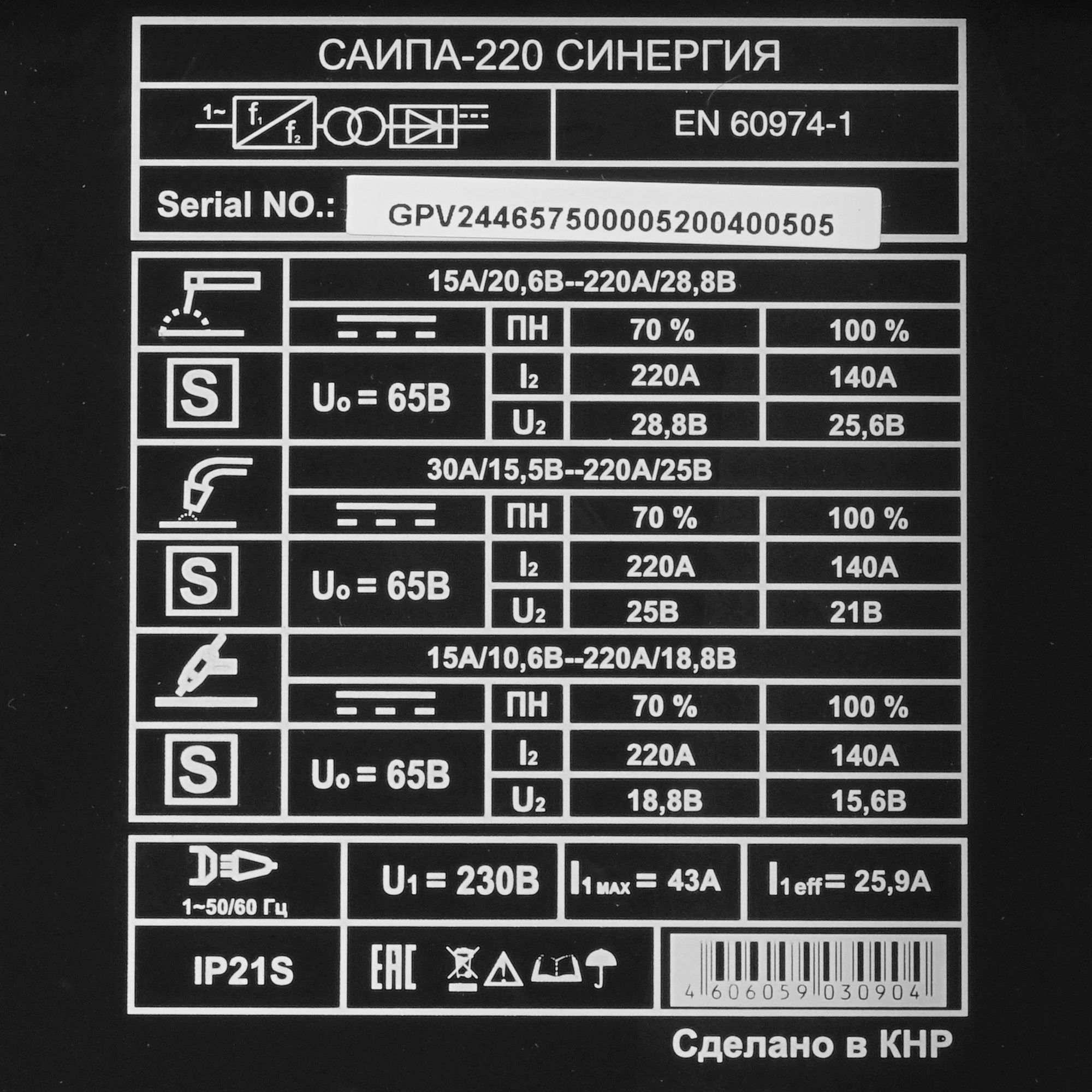 Сварочный аппарат Ресанта САИПА-220 СИНЕРГИЯ 8199875 STDN-0063598 - Вид №4