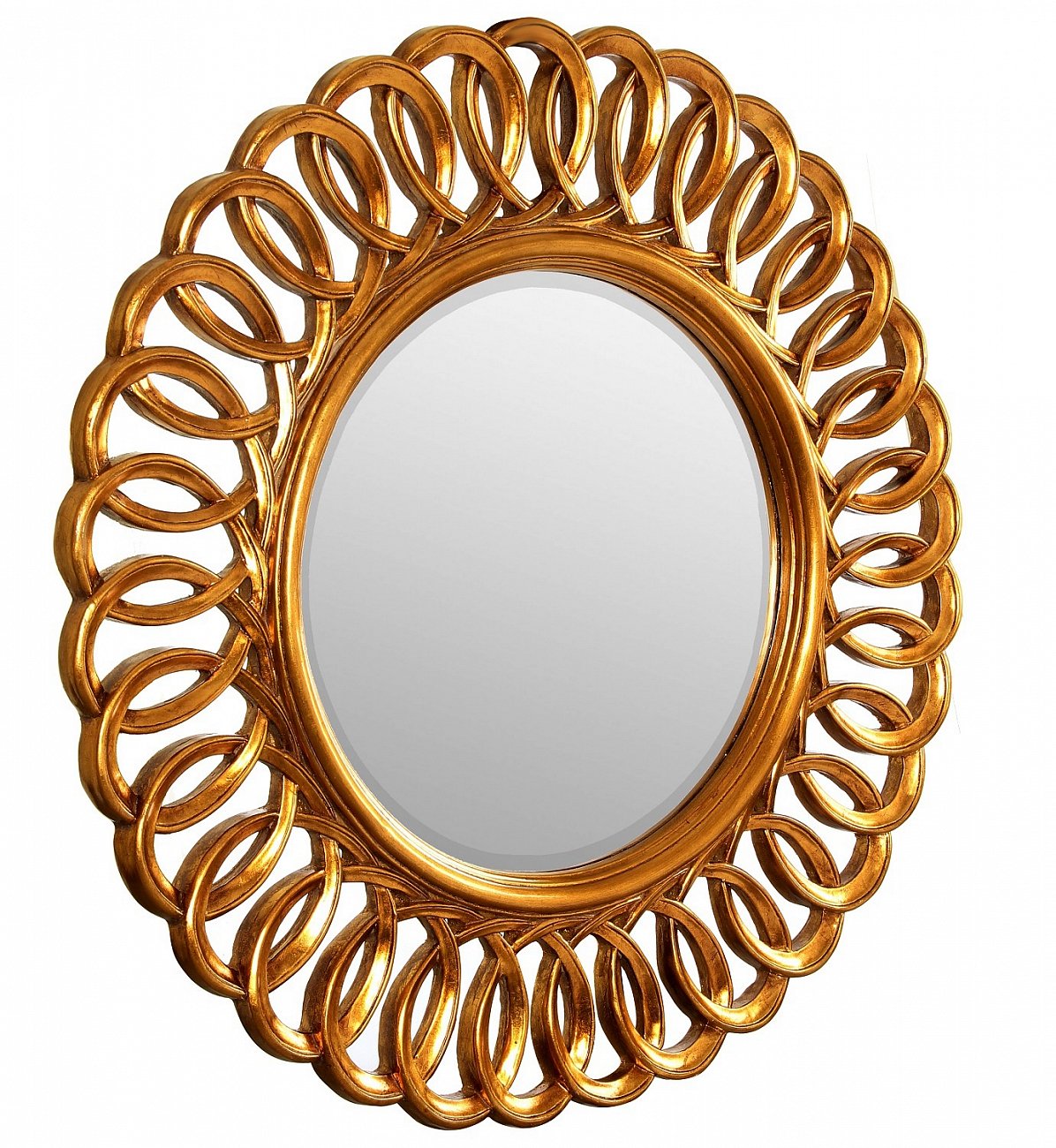 Зеркало настенное круглое 90 см античное золото Kimberly Gold ART-ZERKALO ДИЗАЙНЕРСКИЕ 00-3884101 Зеркальный;золото  - Вид №1