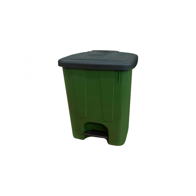 50036 green TELKAR Мусорная урна с крышкой и педалью для раздельного сбора мусора 65 л. Зеленый, крышка черная 