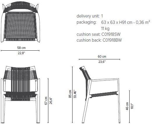 TRIBÙ Садовое кресло Canax® с подлокотниками Nodi 01918 - Вид №13