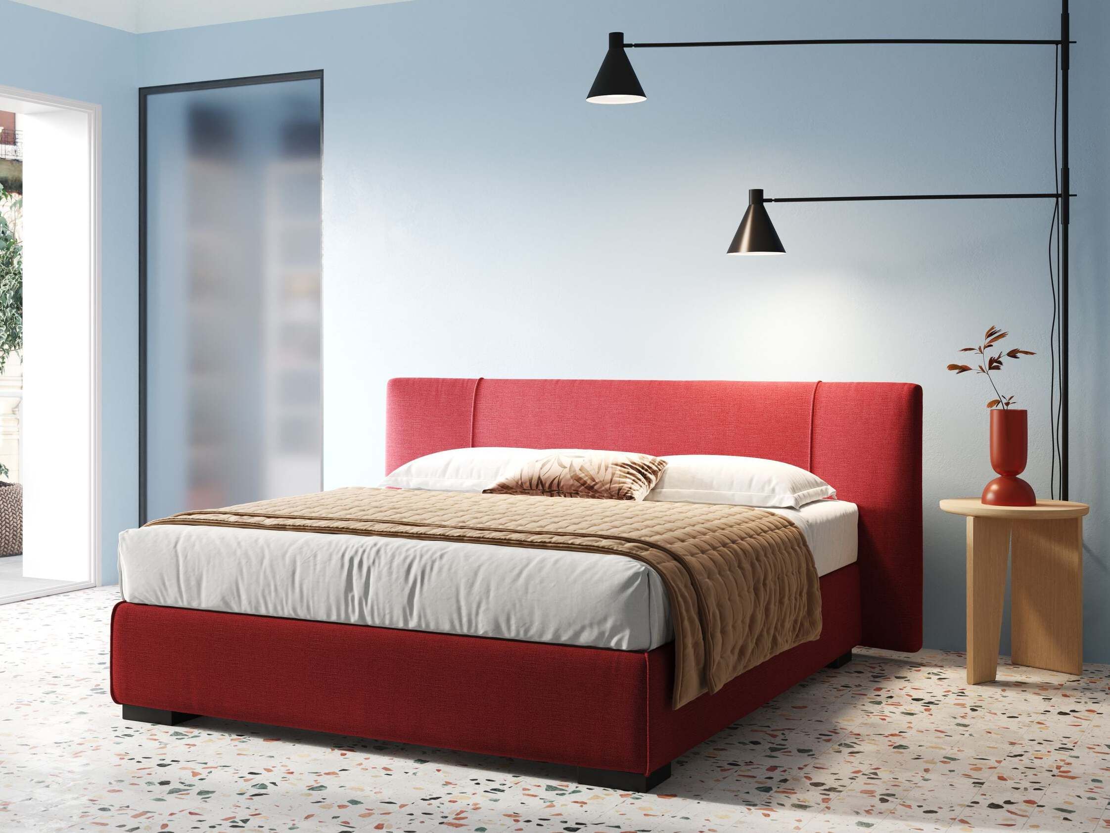 Съемная кровать для хранения ткани с мягким изголовьем Divani.Store OMERO ARCH-00150124