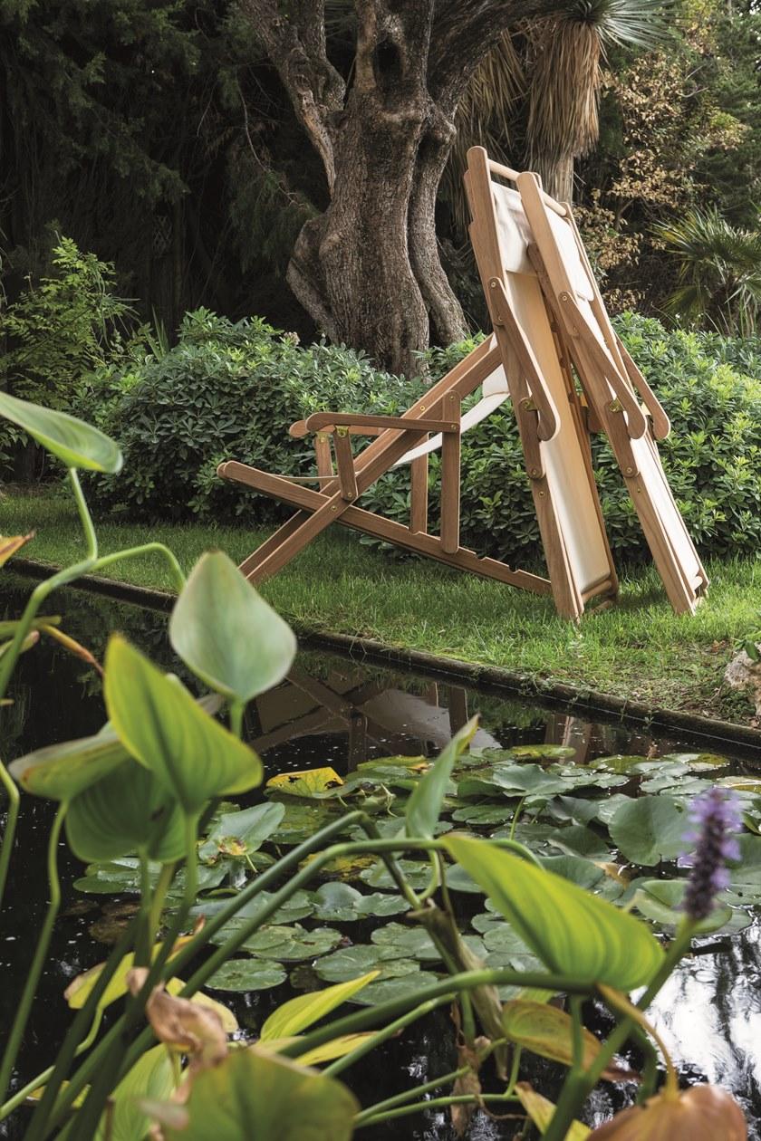 Unopiù Складной шезлонг с подлокотниками из тика и хлопка Milton Cli - Вид №3