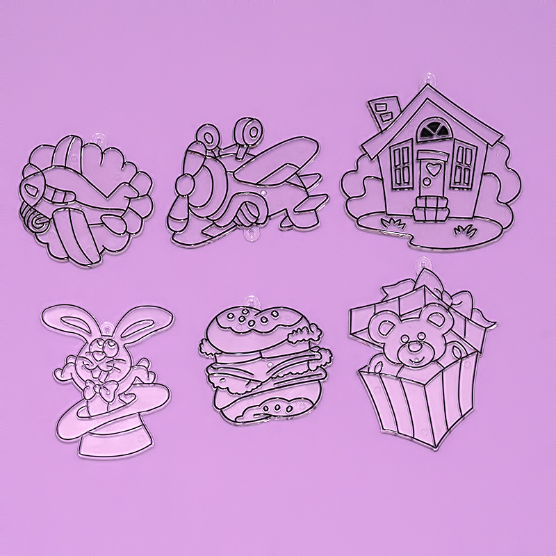 23859 Набор мини-основ для витражей 1 Сэндвич, самолетик, кролик, мишка, вертолетик, домик AMOS 