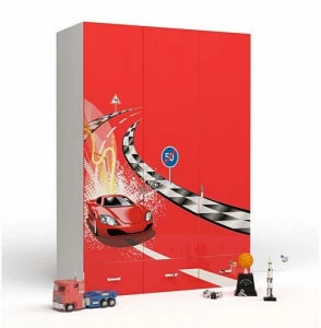 Шкаф ABC-KING 3х дверный Formula красная