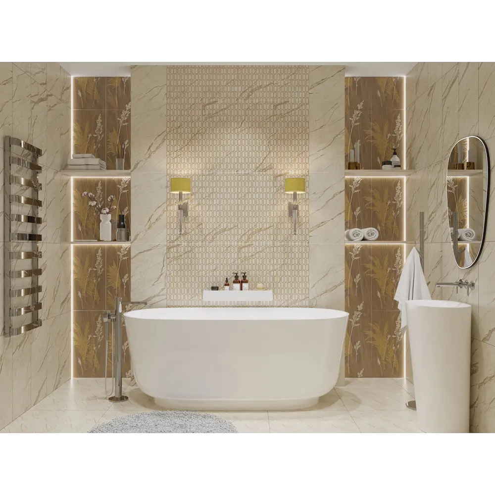 Плитка настенная Azori Forest Geometry 31.5x63 см 1.59 м² матовая цвет бежевый мрамор STLM-2072469 - Вид №6