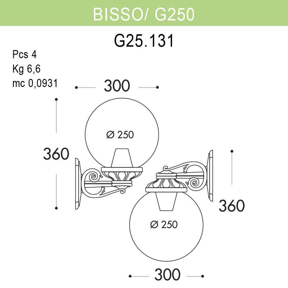 Уличный настенный светильник Fumagalli Bisso/G250 G25.131.000.AZE27 FUMAGALLI BISSO, G250 271790 Черный  - Вид №1