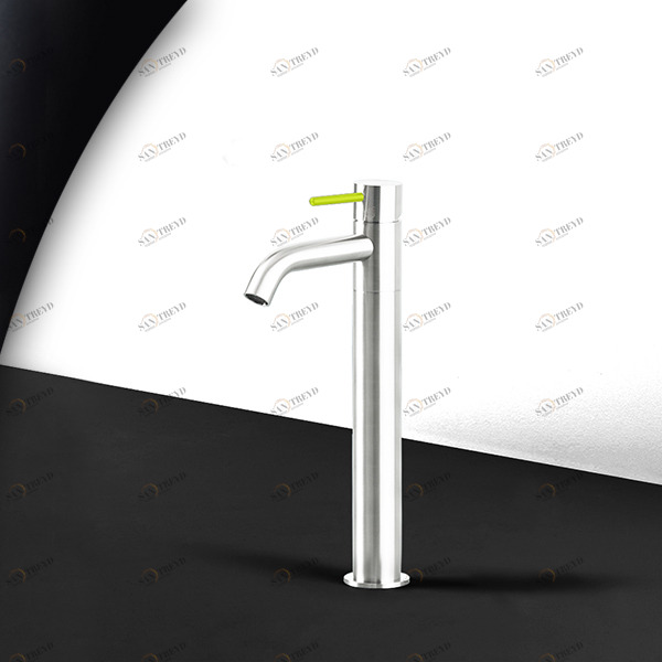 Смеситель для раковины сталь глянцевая с зеленой ручкой Toki Radomonte TKS3LCIL13