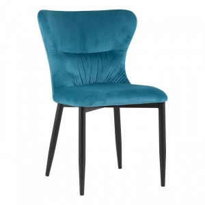 Стул мягкий со спинкой темно-бирюзовый с черными металлическими ножками "Лилиан" STOOL GROUP ДИЗАЙНЕРСКИЕ 00-3881783 Зеленый