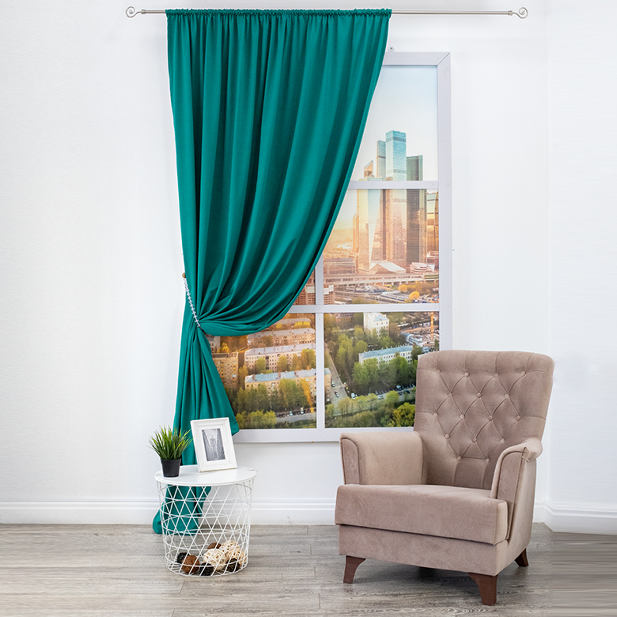 AMORE MIO Изумрудная бархатная штора с лентой для гостиной 89096775 STLM-0078370 - Вид №5