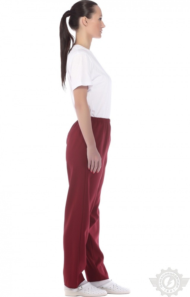 66078 Брюки ткань "Габардин" цвет бордо  Медицинская одежда  размер 60-62 Спецодежда  - Вид №4