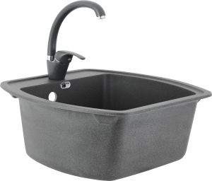 85539478 Комплект мойка врезная LM2 48x51 см кварц со смесителем цвет черный STLM-0063713 DELINIA