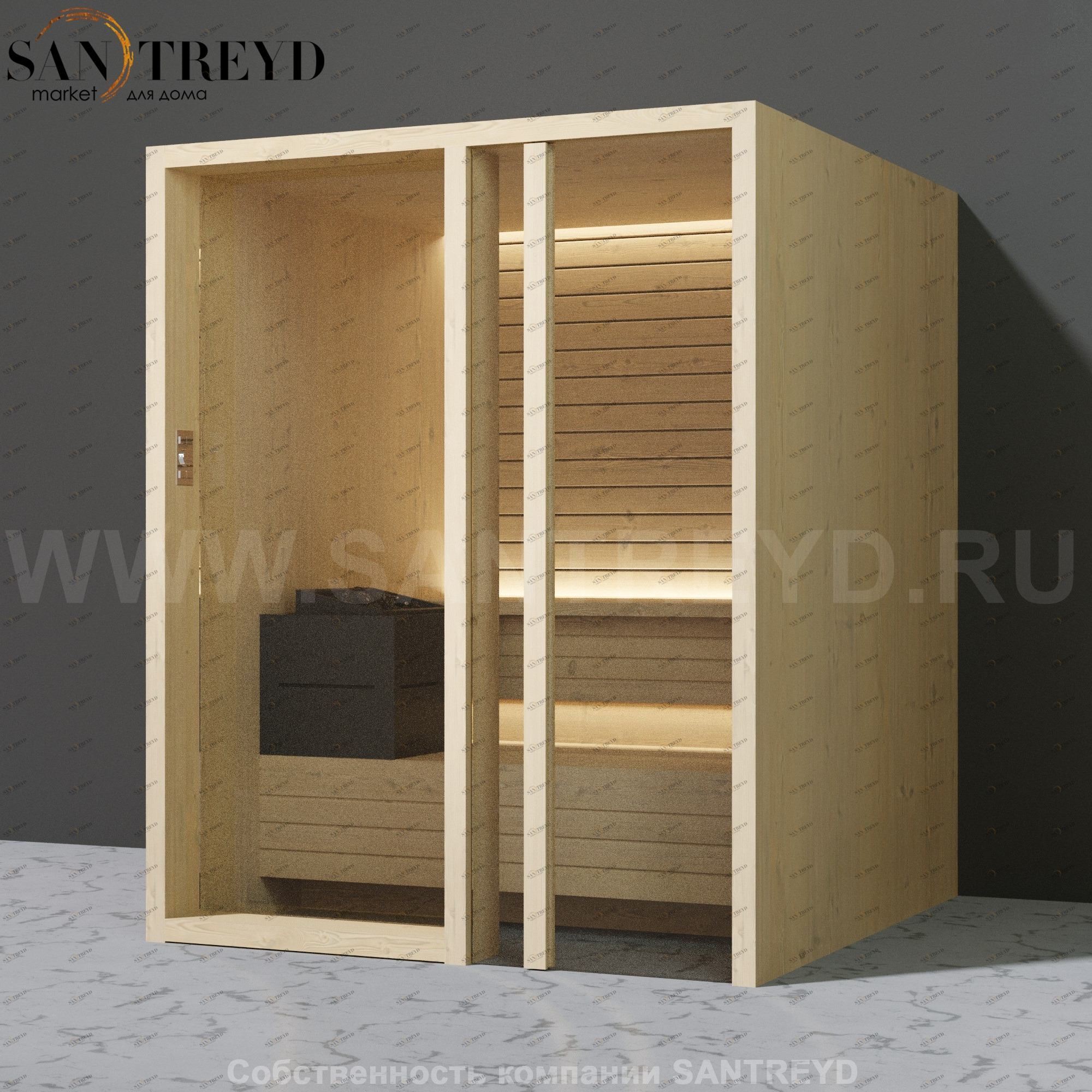 Effegibi YOKU.G60 SA.70300015 Сауна с правой дверью. Мощность: 6 кВт макс. Размеры: длина 174 см, ширина 170 см. Отделка: осина термообработанная SA70300015