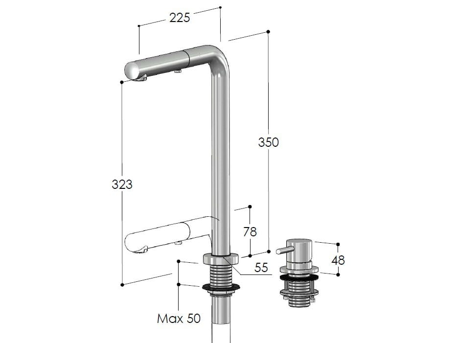 Смеситель для кухни из нержавеющей стали со съемным ручным душем Fontealta Kitchen ARCH-00043424 - Вид №2