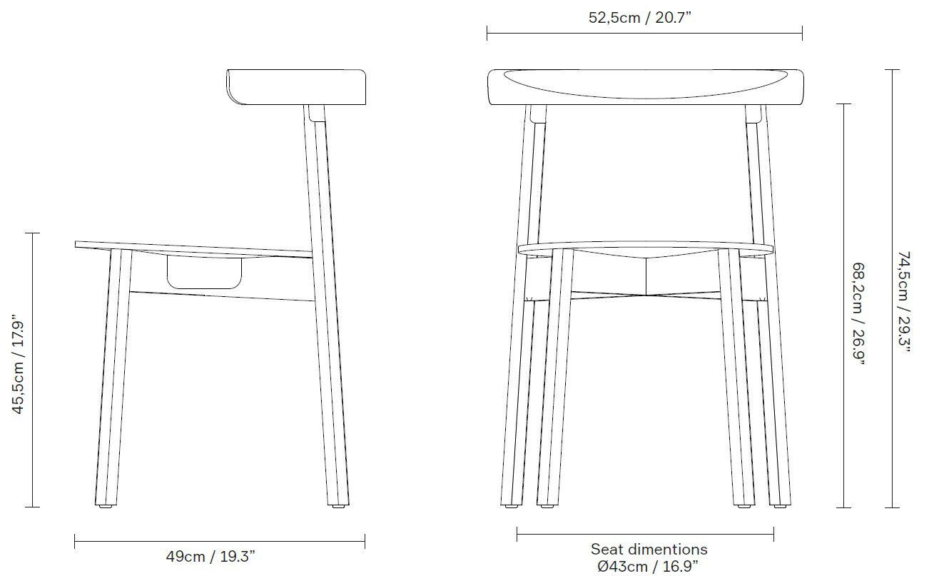 Штабелируемый стул из дуба с открытой спинкой Form & Refine Lunar ARCH-00138732 - Вид №13