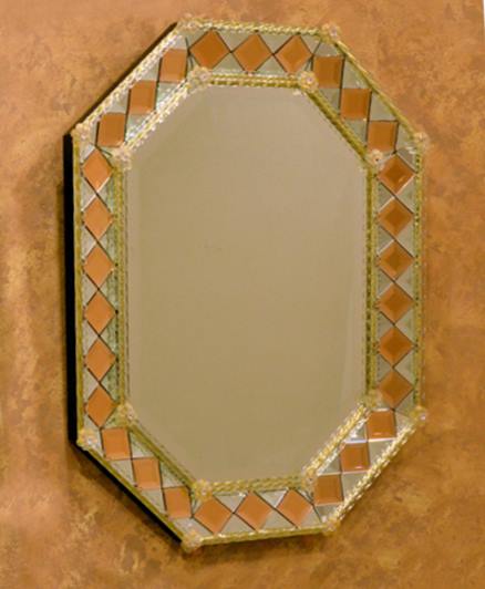 994 ORIGINALMURANOGLASS Венецианское зеркало Navagero orange - муранское стекло OMG  см  - Вид №1