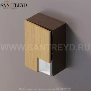 FLAT V Подвесной шкаф с мыльницей с петлями слева. Отделка: коричневый дуб и тик. AFXMO240042RUPT