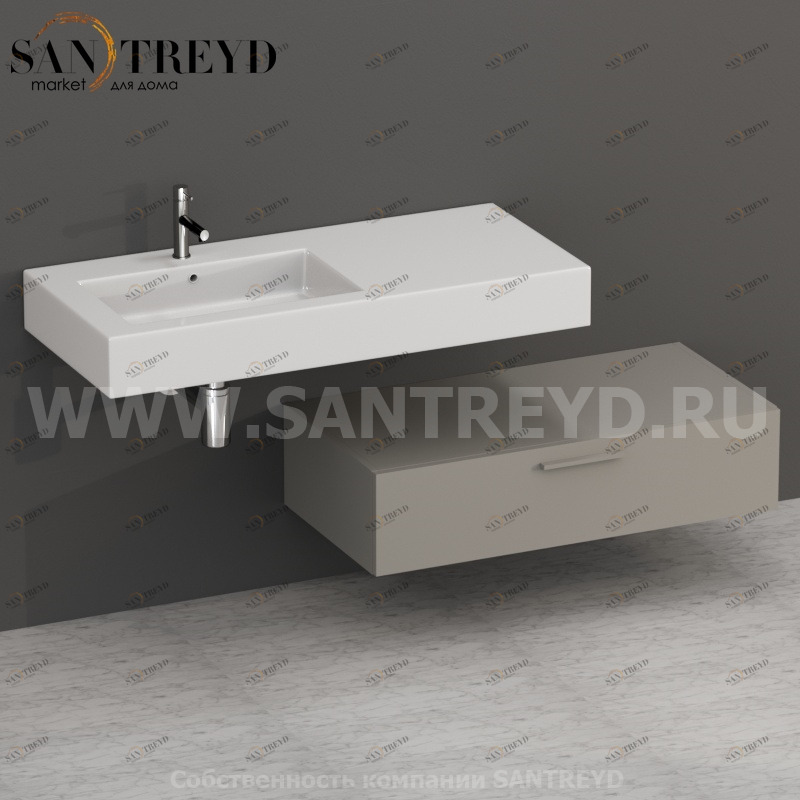 S10024GH2 Тумба с 1 ящиком 100 см серая Globo ARREDO WOOD Италия Ceramica Globo