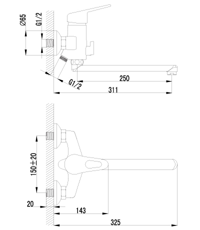 LM4112C Смеситель для ванной и душа LEMARK LUNA - Вид №1
